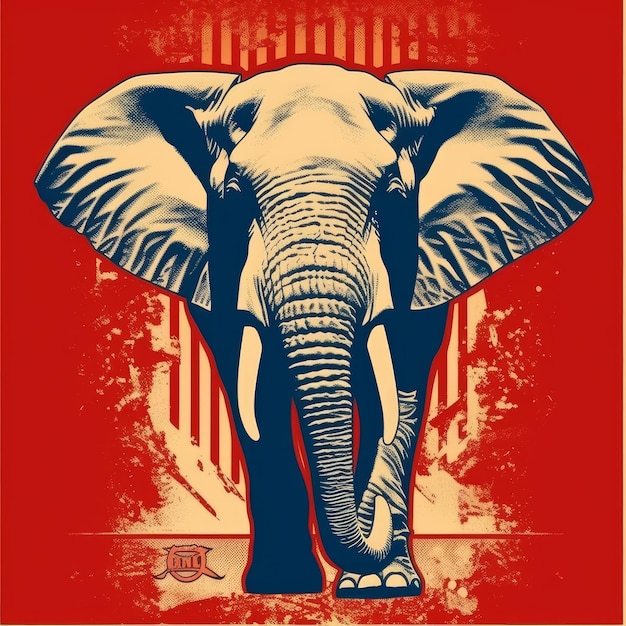 Illustration of an elephant poster generative AI