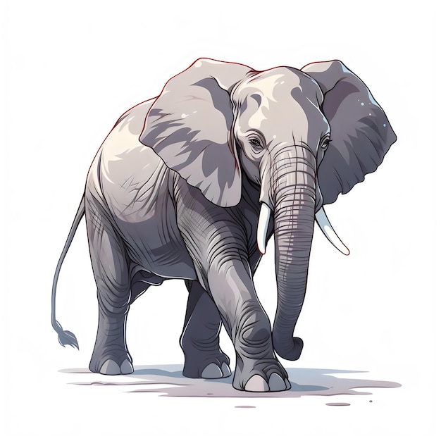 illustration of elephant walking on savanna