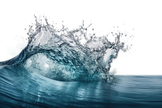 Illustration of an energetic ocean wave with splashing water Generative AI