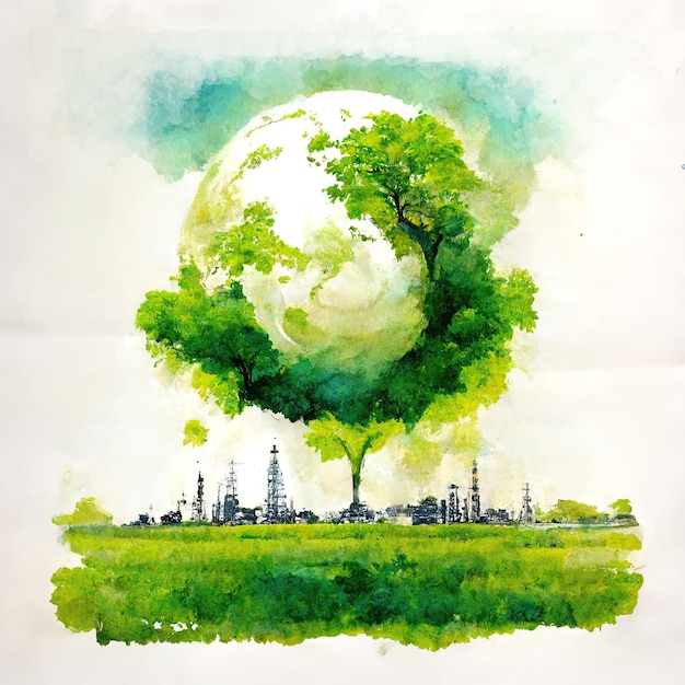 Illustration of environmentally friendly and ecology concept