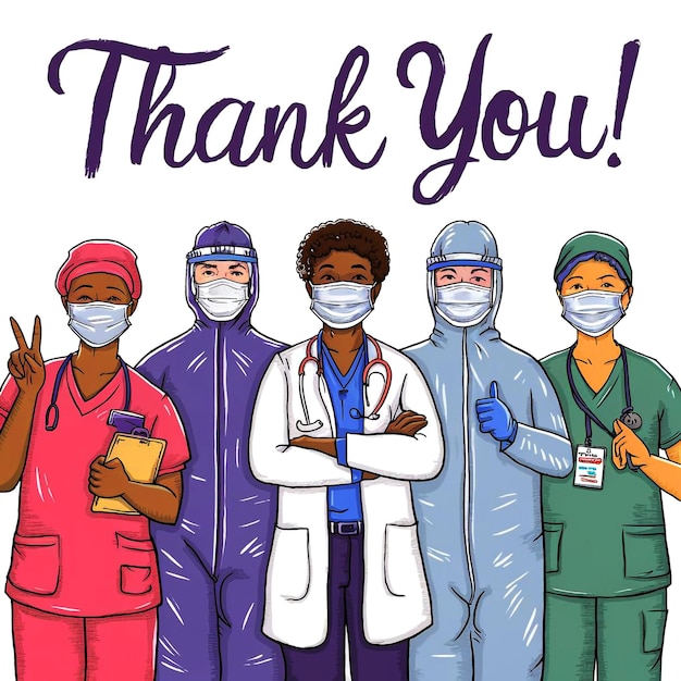 Photo illustration expresses gratitude and appreciation for essential workers thank you image