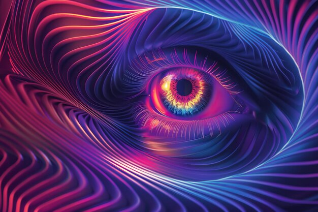 Photo an illustration of an eye with bright colors higher self