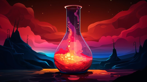 Illustration of the fantasy ancient lava lamp