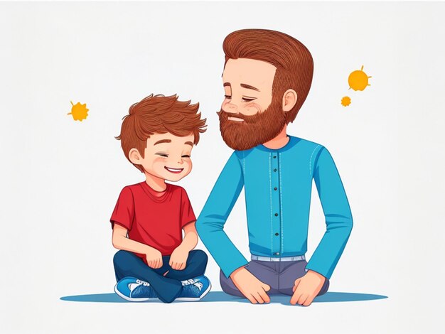 Illustration of father and child happy fathers day greeting card