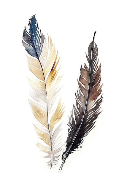 Illustration of Feathers in Watercolor Painting Style