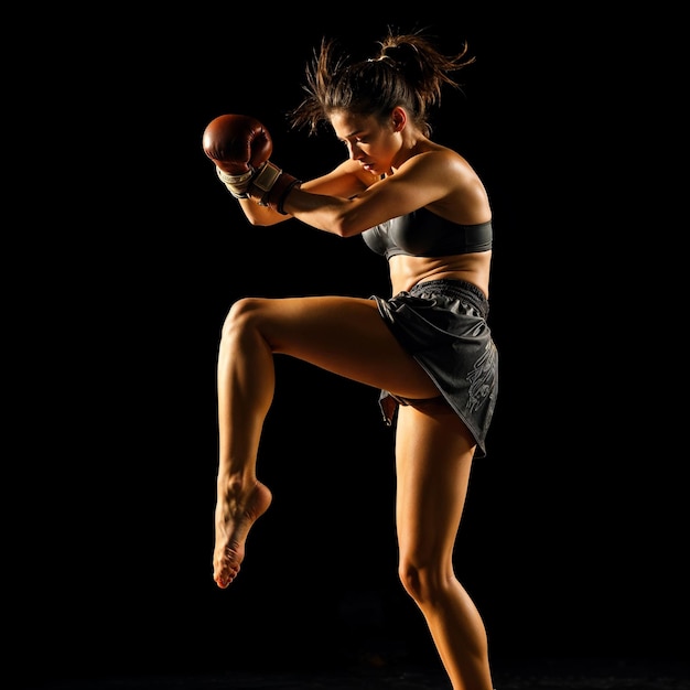 Photo an illustration of a female muay thai athlete