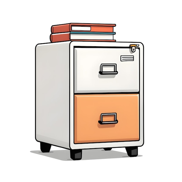 Illustration Of A File Cabinet With Books On A White Background