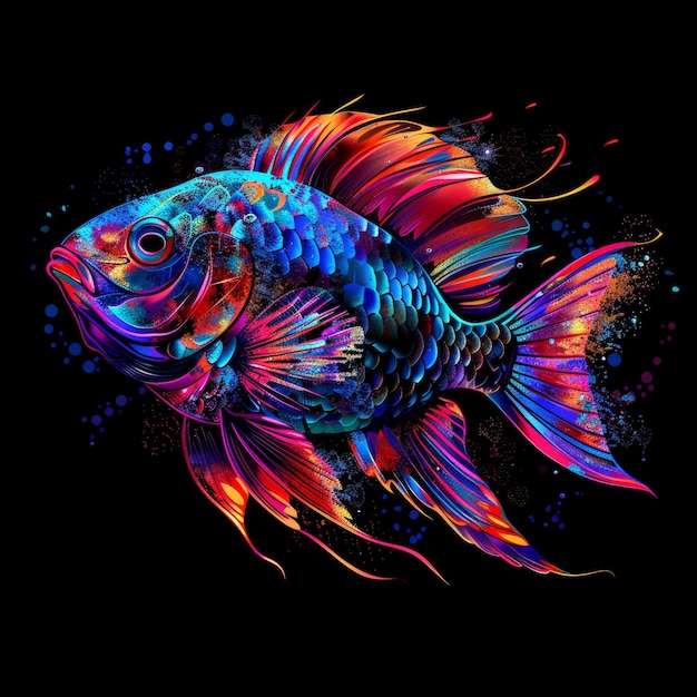 Illustration of a fishes rainbow background stock AI