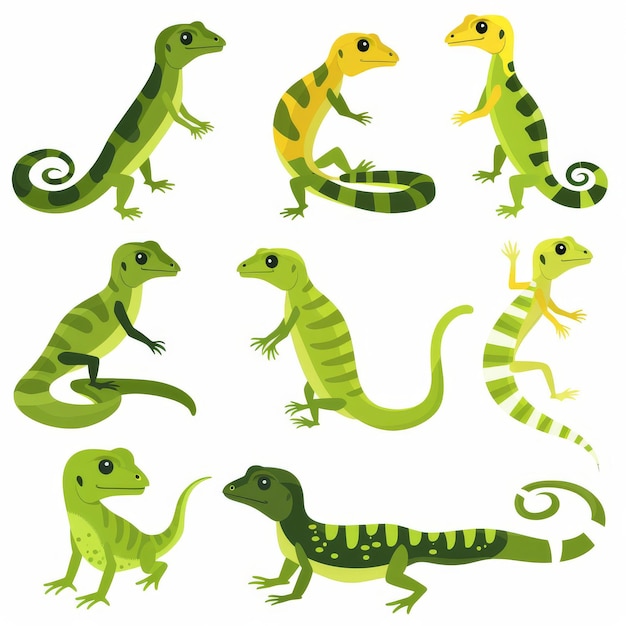 Photo an illustration of flat lizard elements isolated in modern style for web and mobile ui