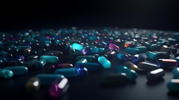 Photo an illustration of a floor filled with colorful pills generative ai