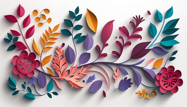 Illustration of Floral wreath theme in paper cut Generative AI