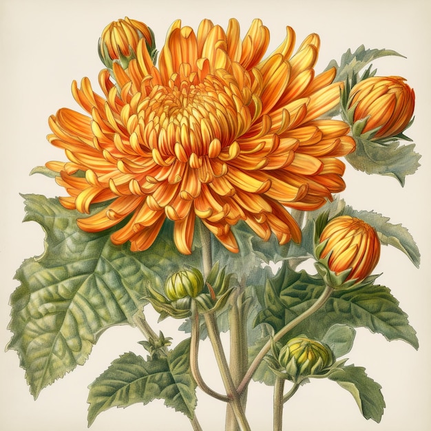 An illustration of a flower with the word chrysanthemum on it