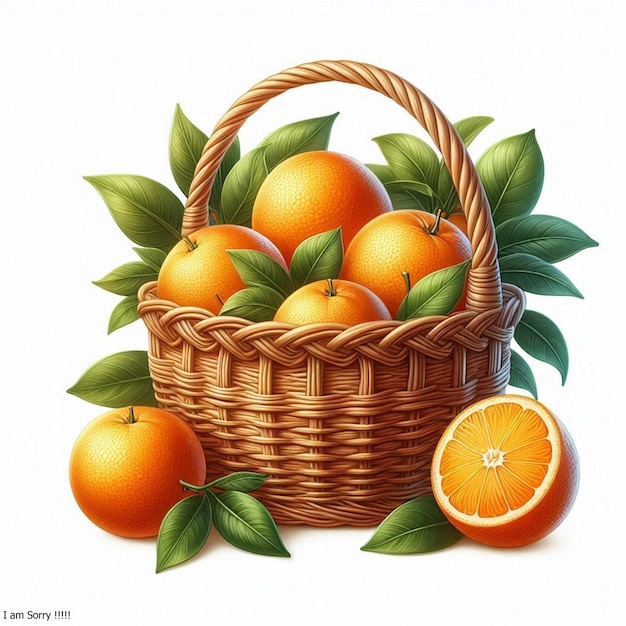 Illustration food orange harvest red natural basket vitamin fruit isolated nature healthy