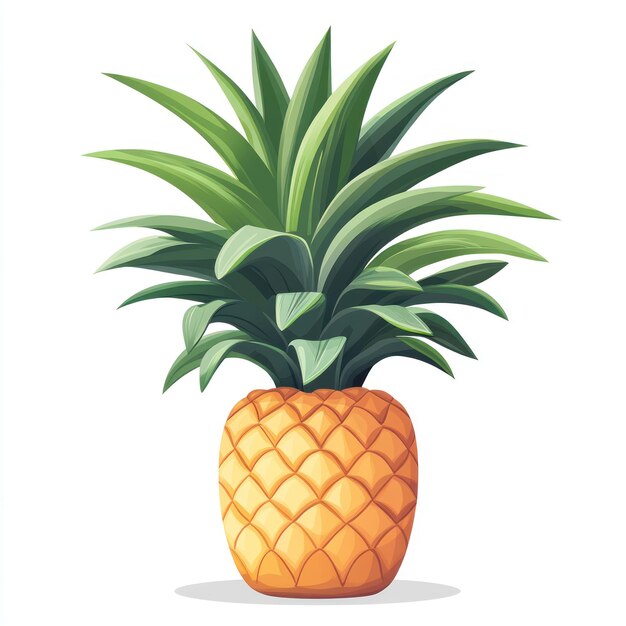 Photo illustration of a fresh yellow pineapple with green leaves