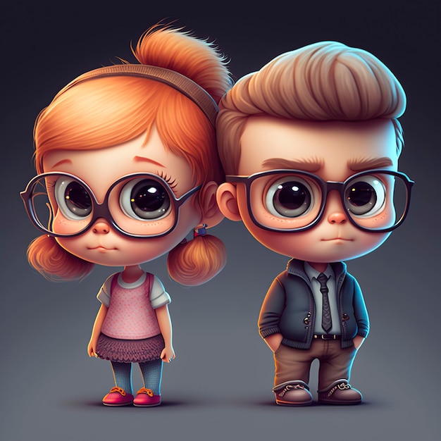 illustration funny cartoon couple image generated by AI