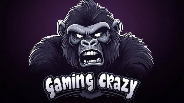 Photo illustration gaming mascot gorilla animal head logo text 3939gaming crazyquot design esport background wallpaper ai generated image