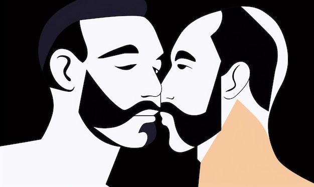 Illustration gay couple kiss