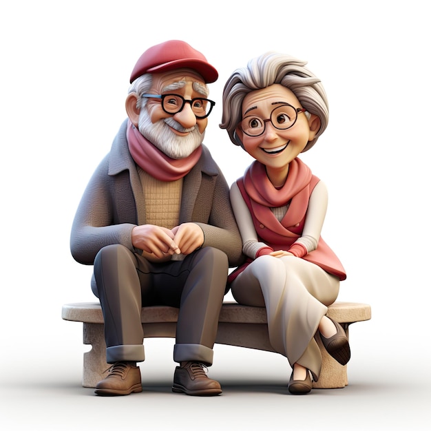 illustration gentle old couple connection