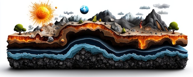 Photo illustration of the geological layers of the earth highquality clipart crust mantle outer core inner core tectonic plates plate boundaries geological formations