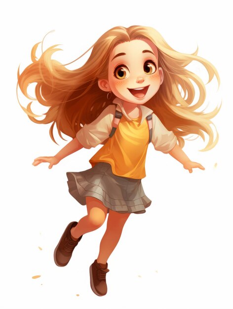 an illustration of a girl with long blonde hair