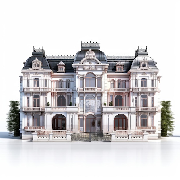 illustration of Glass Facade Mansion3D rendering of a luxurious Generative ai