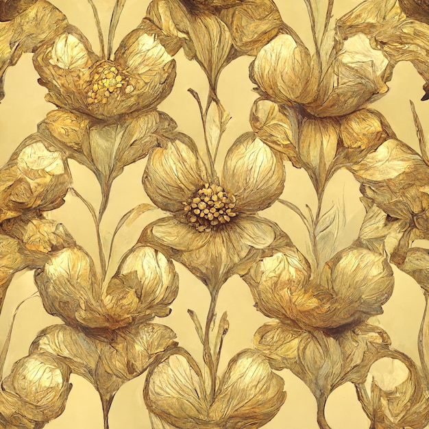 Illustration of gold flower pattern background