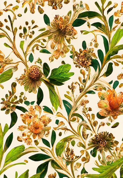 Illustration of gold flower pattern background