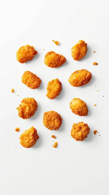 Illustration of golden brown fried chicken nuggets displayed on a white backdrop