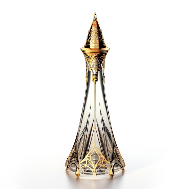 Illustration of golden perfume bottle isolated on a white background