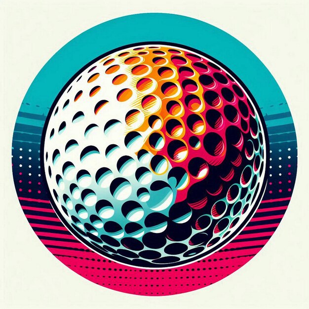 Illustration of a golf ball with a vibrant color