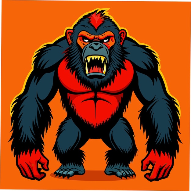 Photo an illustration of a gorilla with a red face and the word gorilla on it