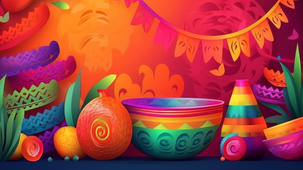 Illustration gradient background for cinco de mayo celebration