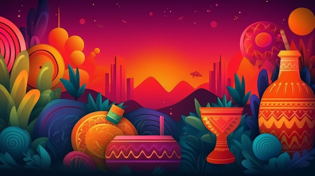 Illustration gradient background for cinco de mayo celebration