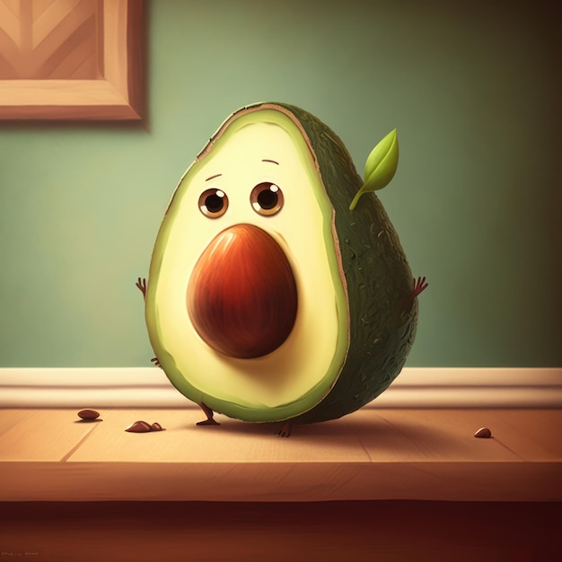 Illustration of green avocado character isolated on neutral background