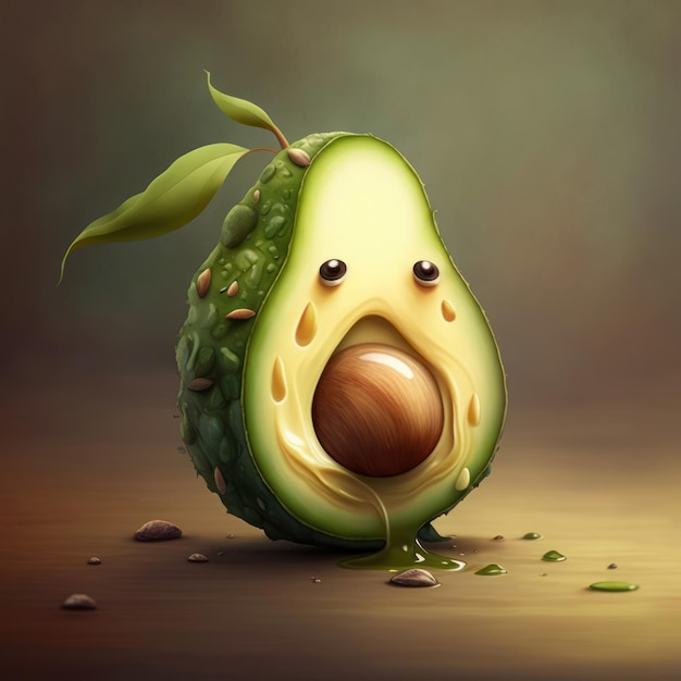 Illustration of green avocado character isolated on neutral background