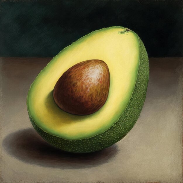 Illustration of green avocado isolated on neutral background