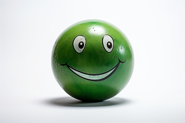 illustration of A green ball with a smiling face painted on it deg Generative ai