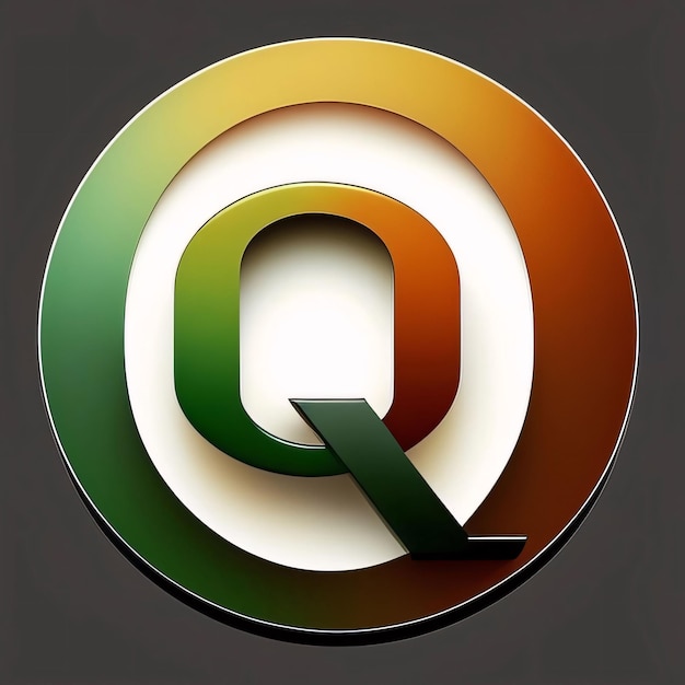 Illustration of a green and yellow letter Q on a dark background