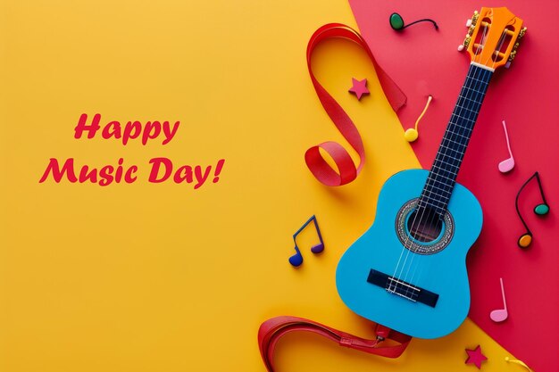 Photo illustration of greeting card for happy world music day