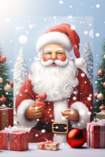 Illustration of greetingcard with Santa Claus