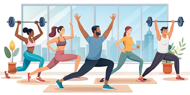 Illustration of Group Fitness Class