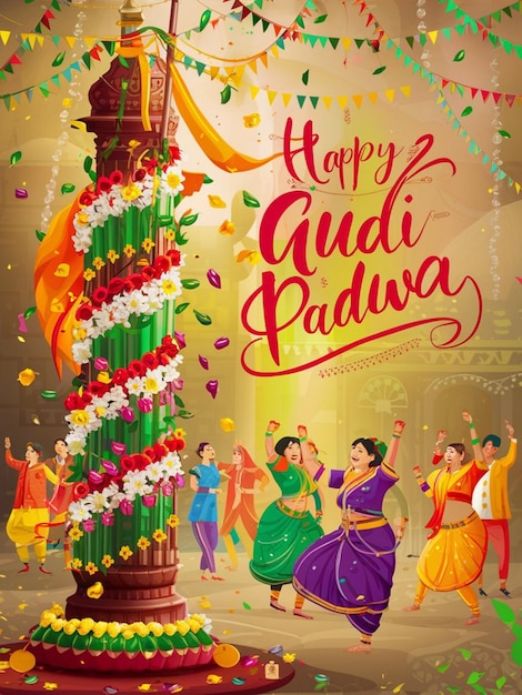 An illustration of the Gudi Padwa Day celebration