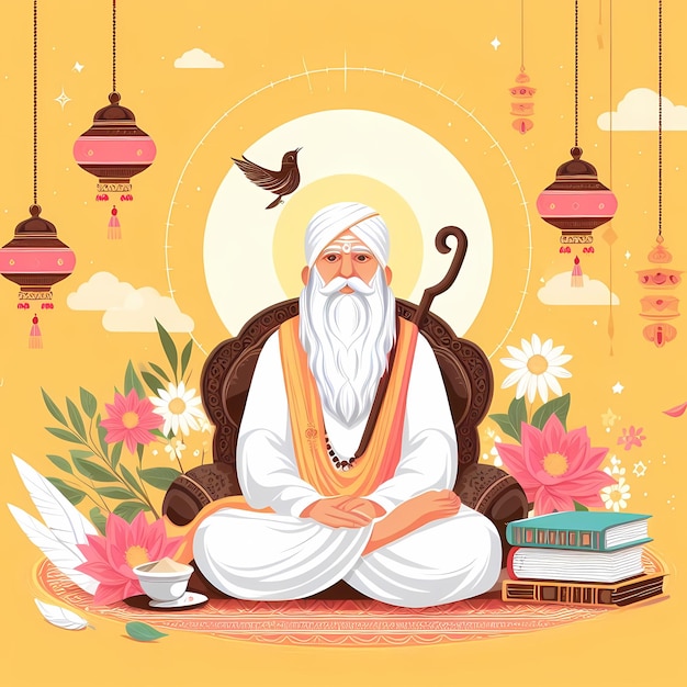 illustration for guru purnima in flat style