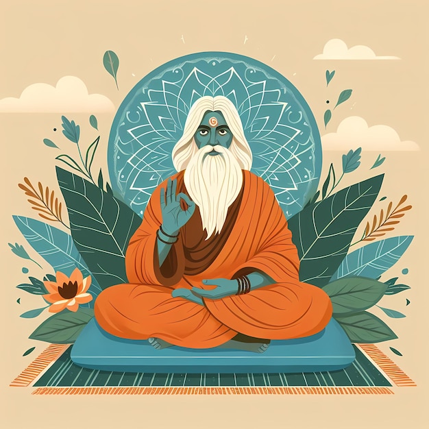 illustration for guru purnima in flat style