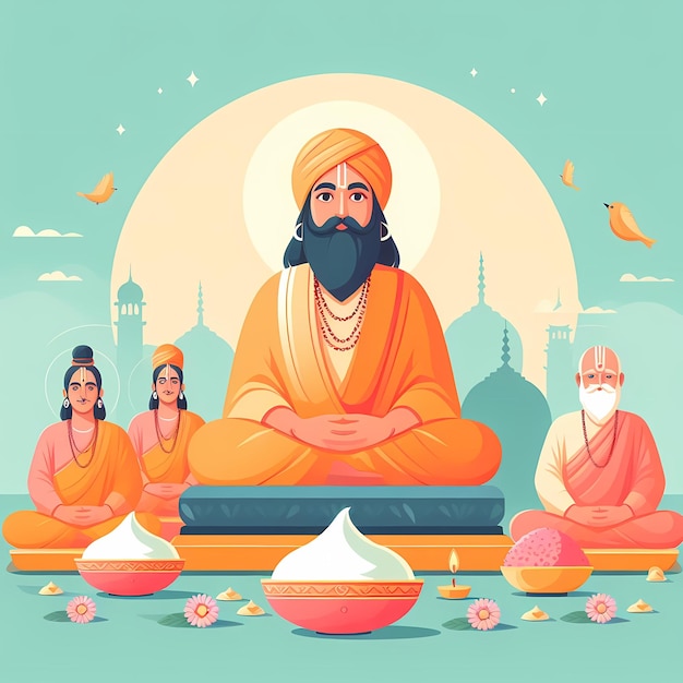 illustration for guru purnima in flat style