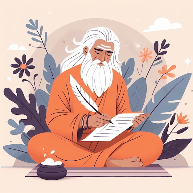 illustration for guru purnima in flat style