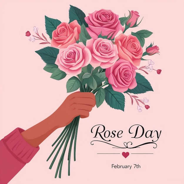 Illustration of a HandDrawn Rose for Rose Day