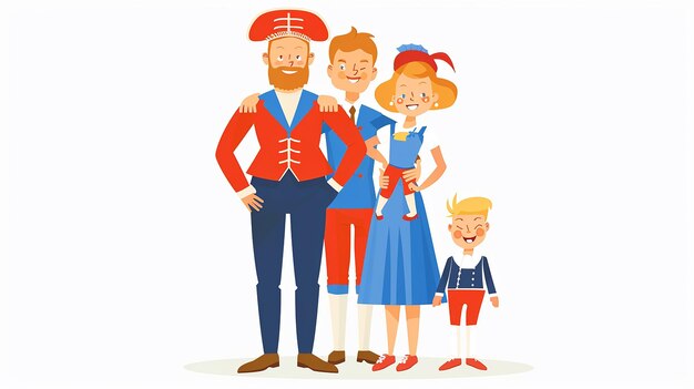 A illustration of happy Dutch family