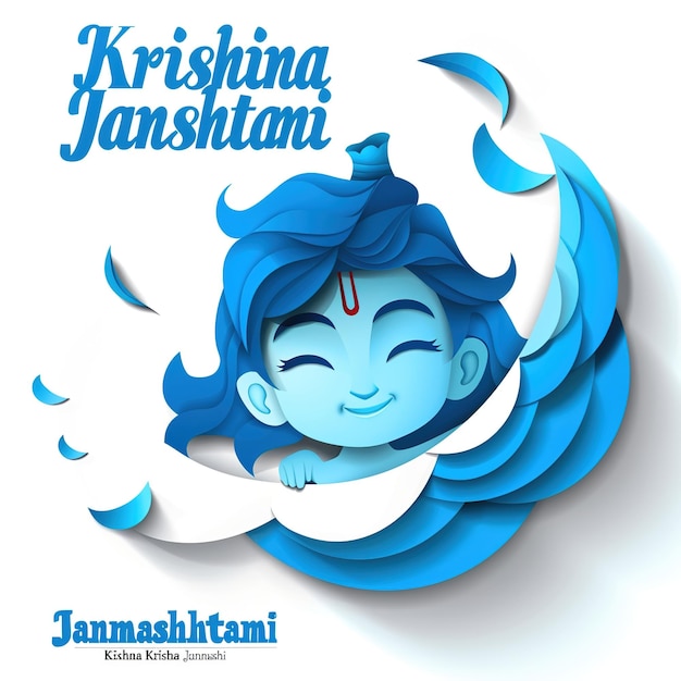 illustration of happy Janmashtami Lord Krishna in Janmashtami festival of India