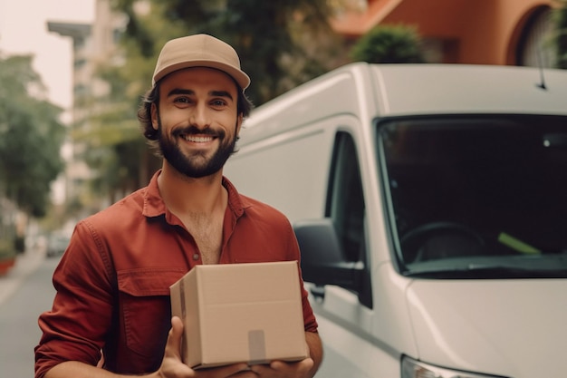 Illustration of happy male working as a courier